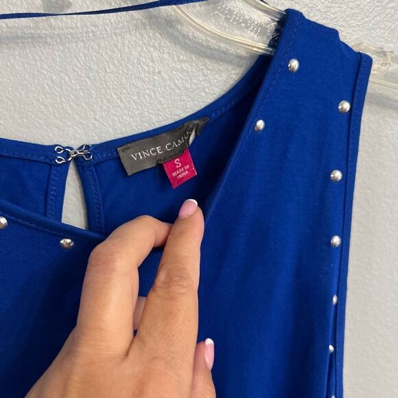 Vince Camuto Blue Studded Top - Picture 4 of 8